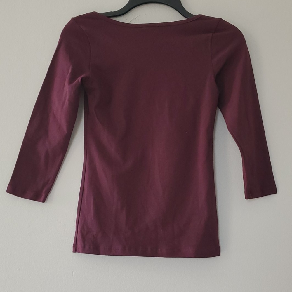 Frenchi 3/4 length sleeve top Wine - Picture 5 of 5